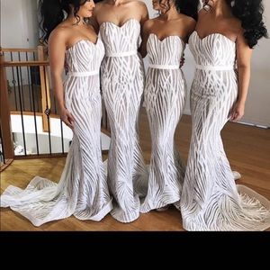 White Strapless Sequined Maxi Dress Floor Length